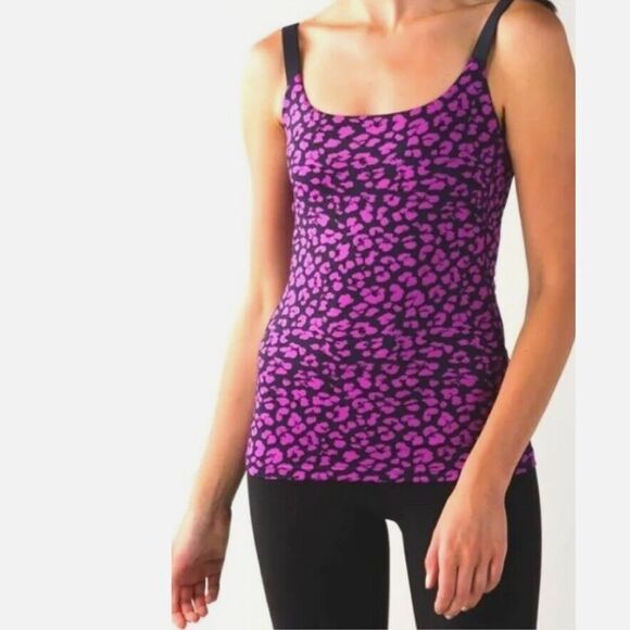 Lululemon Barre None Tank Mini Cherry Cheetah Ultra Violet Naval Blue Size 8 - Picture 1 of 9